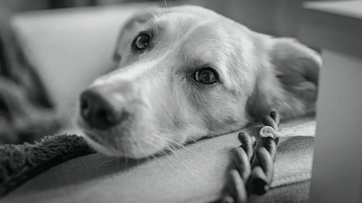 Calm dog resting at home
